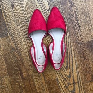 A New Day red micro suede d’orsay flats 8.5